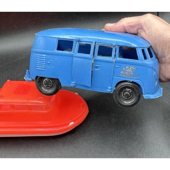 Vintage VW Volkswagen GAY Blue CAMPER Van & Boat GAY TOYS INC -C31 - Picture 8 of 12
